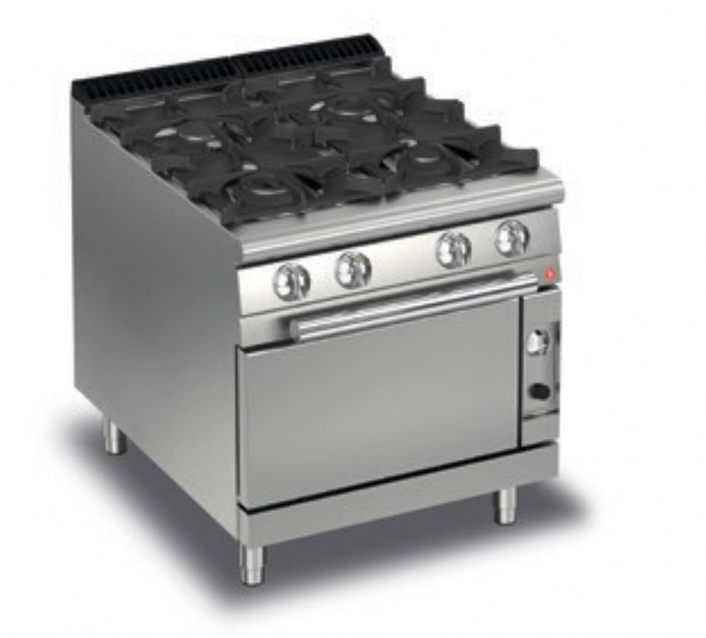 Fourneau gaz 4 feux vifs avec four électrique - puissance 29,2 kW et 6 kW - 800x900x870 Fourneau gaz 4 feux vifs avec four électrique - puissance 29,2 kW et 6 kW - 800x900x870