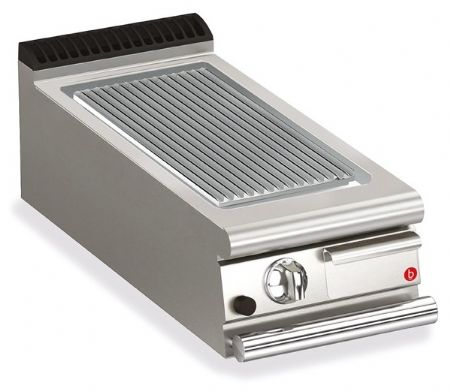 Plancha professionnelle électrique rainurée à poser chrome brossé 5 kW - Baron - 90QSFTE417