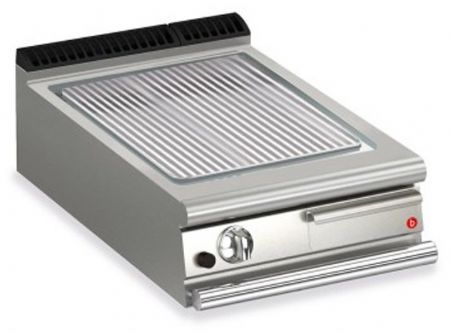 Plancha professionnelle rainurée gaz revêtement chrome brossé - format - Gamme QUEEN 900 - Baron - 90QSFTTG617