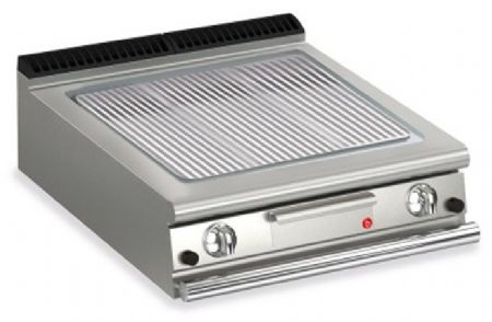 Plancha professionnelle à poser gaz surface rainurée chrome brossé 20 kW - Baron - 90QSFTTG817