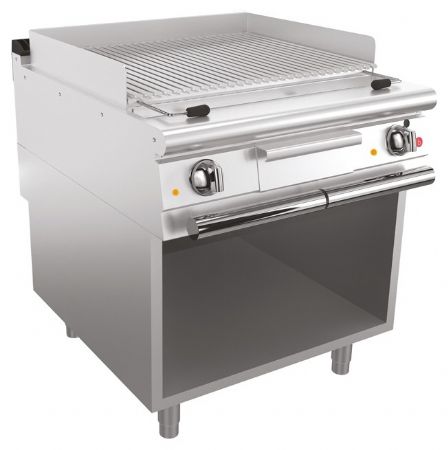 Grillade électrique avec placard ouvert en soubassement - 48 dm² - Largeur 800 mm - Gamme QUEEN 900 - Baron - 90QSGVE800P