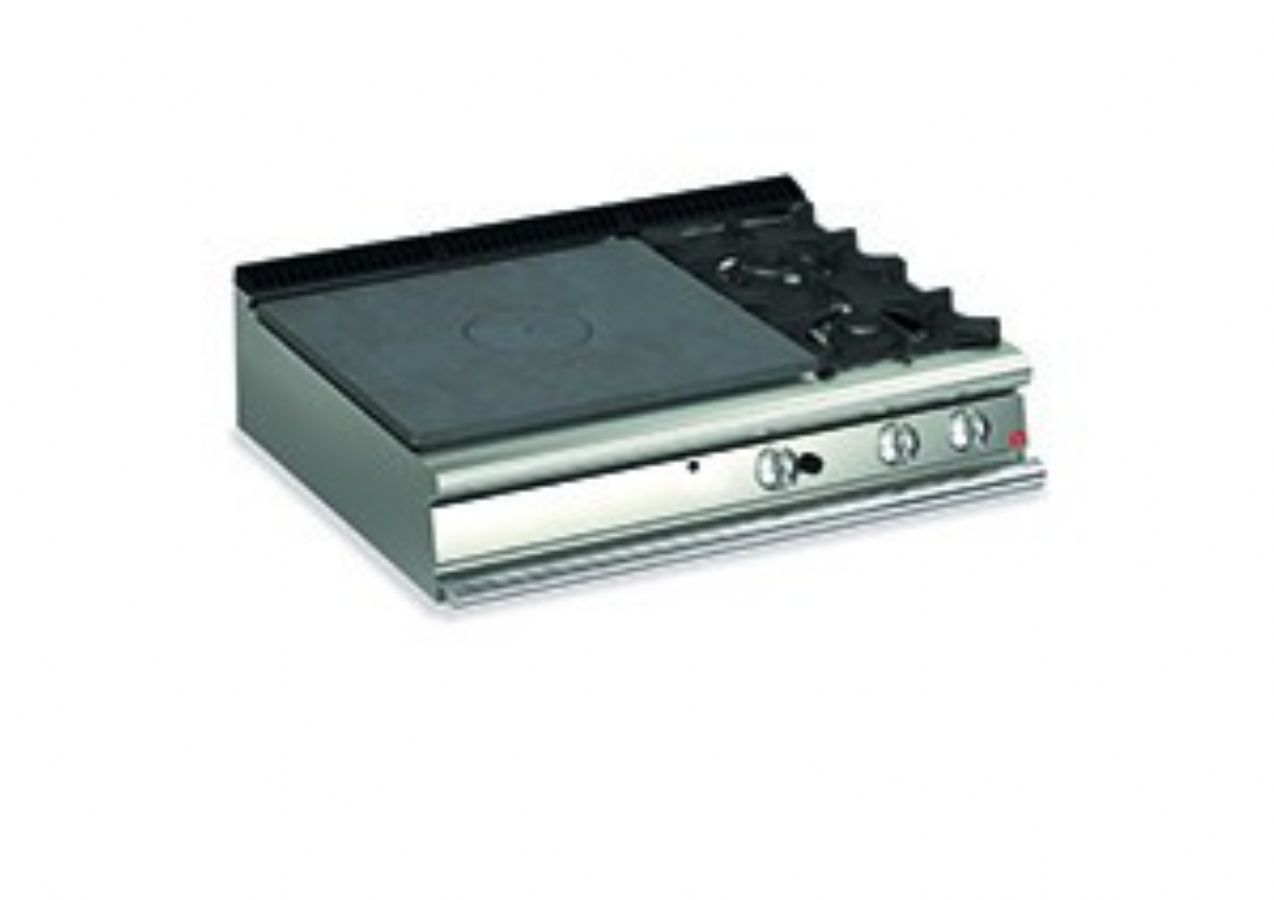 Plaque de cuisson gaz 2 feux vifs et plaque coup de feu - 1200x900x250 Plaque de cuisson gaz 2 feux vifs et plaque coup de feu - 1200x900x250