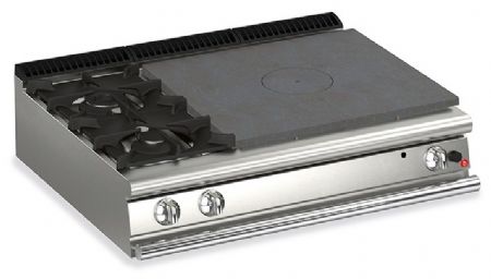 Fourneau Plaque de cuisson à poser 2 feux vifs gaz + plaque voup de feu - Gamme Queen 900 - Baron - 90QTPG121SX