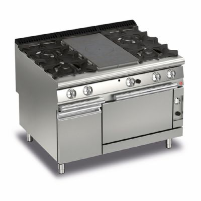 Fourneau gaz 4 foyers vifs sur four électrique et placard - 800x900x870 Fourneau gaz 4 foyers vifs sur four électrique et placard - 800x900x870