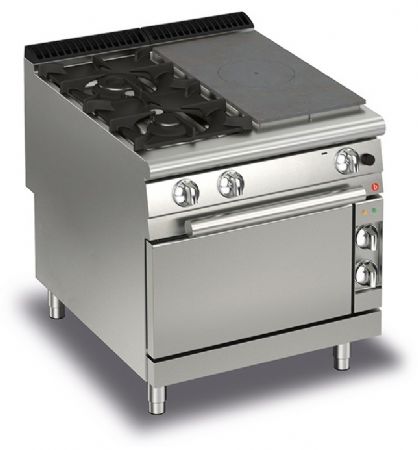 Fourneau 4 feux vifs gaz sur four électrique - Gamme Queen 900 - Baron - 90QTPMFG801SX Fourneau 4 feux vifs gaz sur four électrique - Gamme Queen 900 - Baron - 90QTPMFG801SX