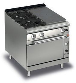Fourneau 2 feux vifs gaz + 1/2 plaque coup de feu sur four gaz - Gamme Queen 900 - Baron - 90QTPMFG803SX Fourneau 2 feux vifs gaz + 1/2 plaque coup de feu sur four gaz - Gamme Queen 900 - Baron - 90QTPMFG803SX