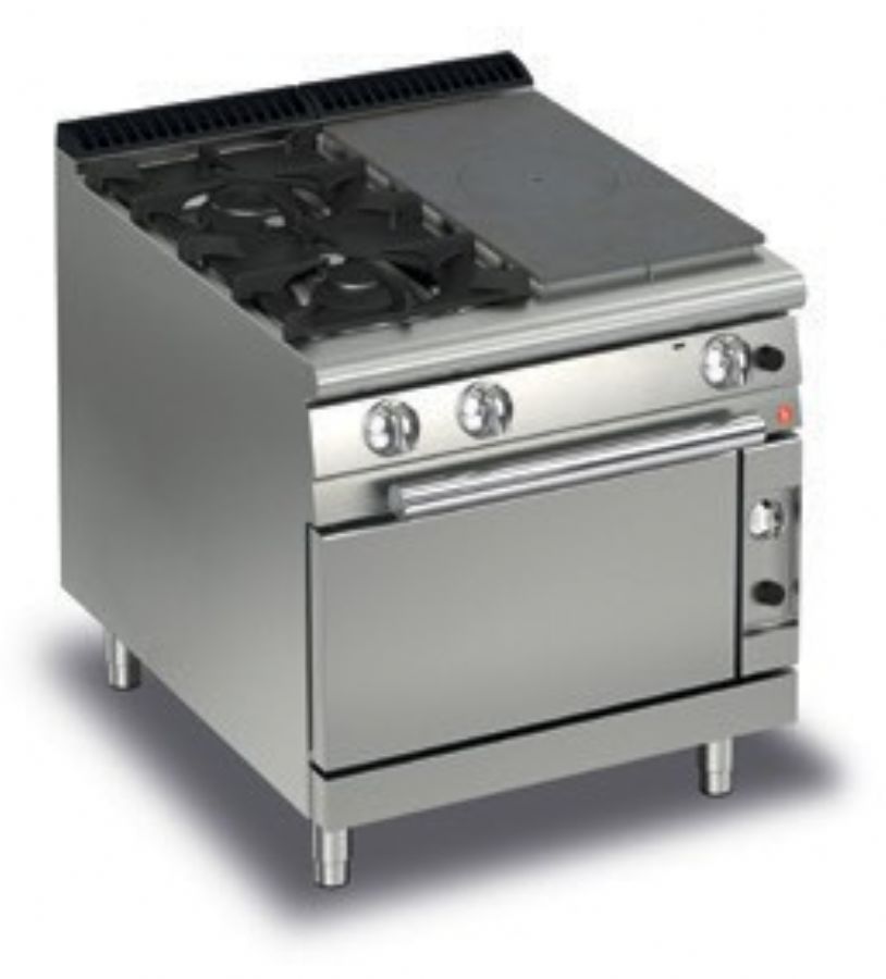 Fourneau gaz 2 foyers vifs 1/2 plaque coup de feu sur four gaz - 800x900x870 Fourneau gaz 2 foyers vifs 1/2 plaque coup de feu sur four gaz - 800x900x870