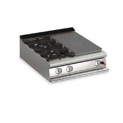Top cuisson gaz 2 brûleurs puissants et 1/2 plaque coup de feu - 800x900x250 Top cuisson gaz 2 brûleurs puissants et 1/2 plaque coup de feu - 800x900x250