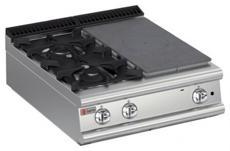 Fourneau Plaque de cuisson à poser 2 feux vifs + 1/2 Plaque coup de feu - Gamme Queen 900 - Baron - 90QTPMG803SX