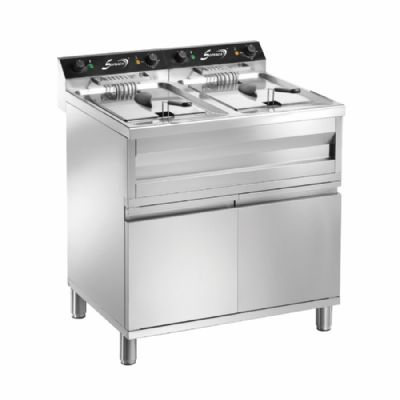 Friteuse lectrique haut rendement sur coffre 2 Cuves 12L chacunes