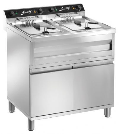 Friteuse professionnelle sur coffre Triphasé cuves 2 x 12 litres - Sofraca - 92214C Friteuse professionnelle sur coffre Triphasé cuves 2 x 12 litres - Sofraca - 92214C