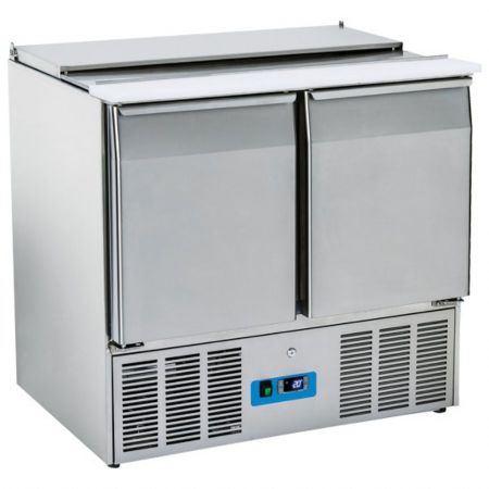 Saladette réfrigérée 2 portes pleines GN 1/1 et couvercle, 6x GN 1/3 + 2x GN 1/4 h=150 mm, positive - Virtus - 9789C Saladette réfrigérée 2 portes pleines GN 1/1 et couvercle, 6x GN 1/3 + 2x GN 1/4 h=150 mm, positive - Virtus - 9789C