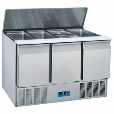 Table saladette rfrigre 3 portes avec 12x GN 1/3 h=150 mm temprature 0/+8C