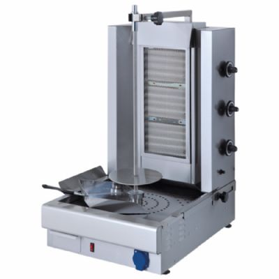 Grill kebab gaz avec 3 zones de chauffe moteur bas 30 kg Grill kebab gaz avec 3 zones de chauffe moteur bas 30 kg