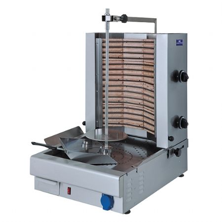 Grill kebab électrique avec 2 zones de chauffage, moteur inférieur, 30 kg, triphasé - Virtus - 9830N