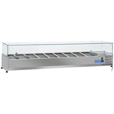 Saladette à Poser superstructure réfrigérée 7 bacs GN 1/3 + 1 bac GN 1/2 hauteur 150 mm positive - Virtus - 9931CV