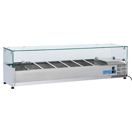 Saladette à Poser Superstructure réfrigérée 5 bacs GN 1/3 et 1 bac GN 1/2 hauteur 150 mm, positive - Virtus - 9932CV
