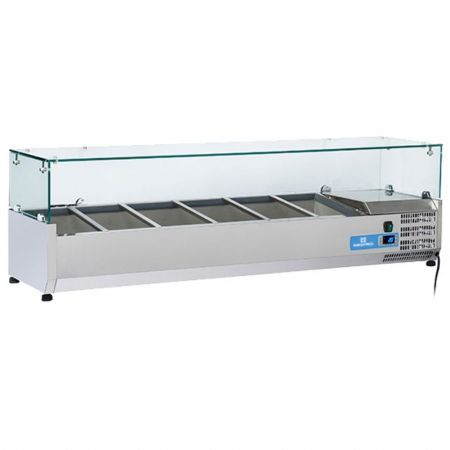 Saladette à Poser superstructure réfrigérée 5 bacs GN 1/3 et 1 bac GN 1/2 hauteur 150 mm, positive - Virtus - 9964CV