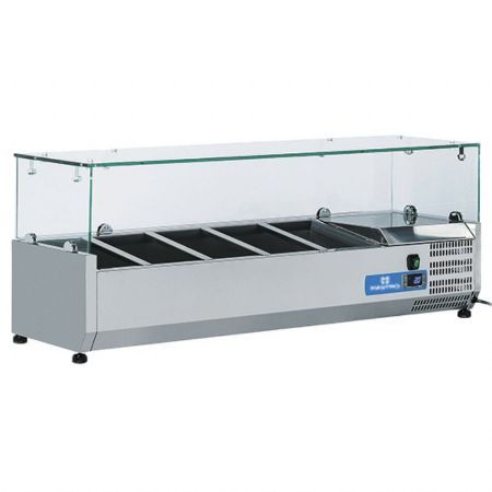 Saladette à Poser superstructure réfrigérée 5 bacs GN 1/4 hauteur 150 mm positive - Virtus - 9966CV