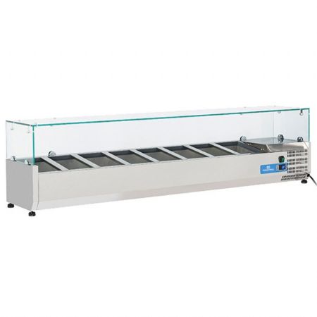Saladette à Poser superstructure réfrigérée 8 bacs GN 1/4 hauteur 150 mm positive - Virtus - 9968CV