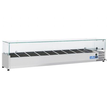 Saladette à Poser superstructure réfrigérée 10 bacs GN 1/4 hauteur 150 mm, positive - Virtus - 9969CV