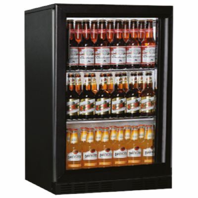 Réfrigérateur bar noir 1 porte battante vitrée capacité 110 L température +2/+12°C Réfrigérateur bar noir 1 porte battante vitrée capacité 110 L température +2/+12°C