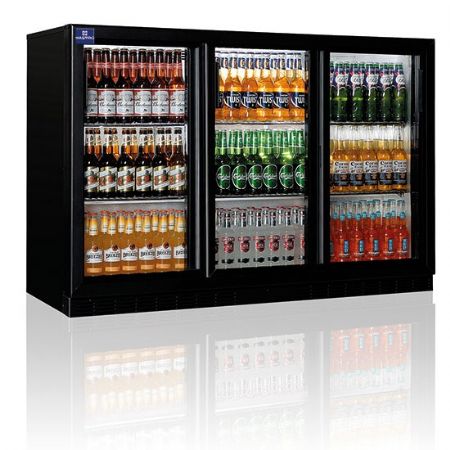 Arrière Bar avec 3 portes vitrées battantes, 320 L positif - Virtus - 9976C