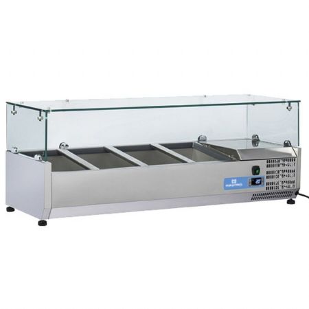 Saladette à Poser superstructure réfrigérée 3 bacs GN 1/3 et 1 bac GN 1/2 hauteur 150 mm, positive - Virtus - 9976CV