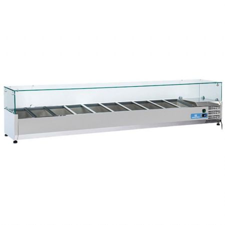 Saladette à Poser superstructure réfrigérée 10 bacs GN 1/3 hauteur 150 mm, positive - Virtus - 9979CV