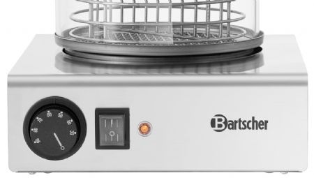 Appareil hot-dogs cylindre verre Ø 195 mm réservoir eau 1,25 L régulation température 90 °C 1 kW - Bartscher - A120401