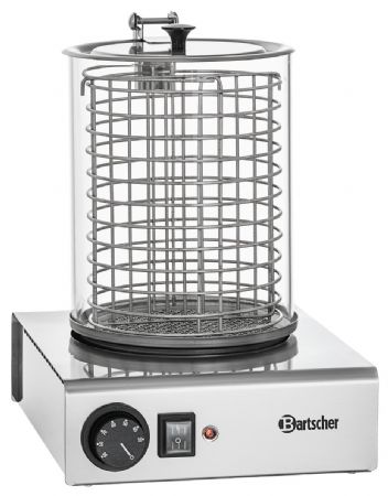 Appareil hot-dogs cylindre verre Ø 195 mm réservoir eau 1,25 L régulation température 90 °C 1 kW - Bartscher - A120401