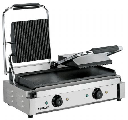 Grill contact Paninis 3600 2GR double avec plaques en fonte rainurées et lisses - Bartscher - A150673