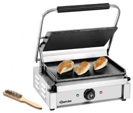 Grill contact Paninis 1G simple avec plaques en acier inoxydable de 410x400 mm - Bartscher - A150679