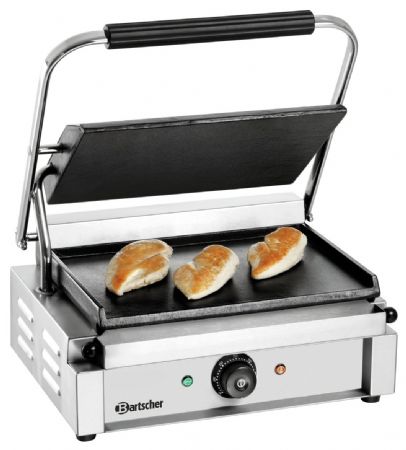 Grill contact Paninis 1G simple avec plaques en acier inoxydable de 410x400 mm - Bartscher - A150679