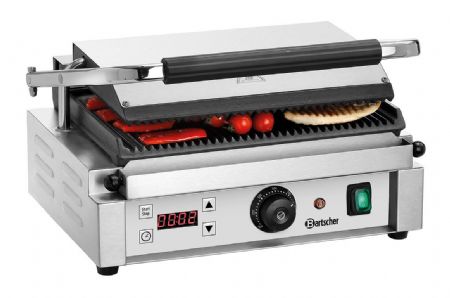 Grill de contact pour panini avec 1 zone rainure et affichage numrique - 410x400x200 mm