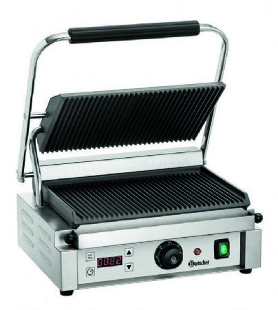 Grill de contact pour panini avec 1 zone rainure et affichage numrique - 410x400x200 mm