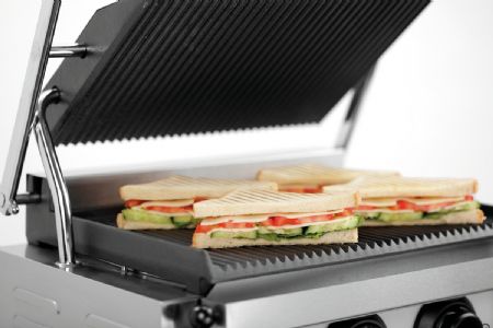 Grill contact Paninis Panini-MDI 1R simple plaques en fonte d'aluminium de 410x400 mm - Bartscher - A150974