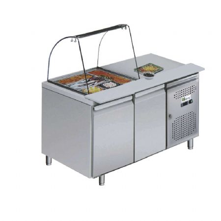 Saladette rfrigre positive avec vitre bombe 2 portes 2xGN1/1 temp -2 / +8C - 314L