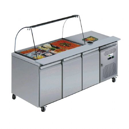 Saladette rfrigre 3xGN1/1 avec vitre bombe positive 3 portes -2 / +8C - 465L