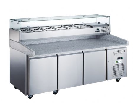 Table  pizza rfrigr positive +2 / +8C - 3 portes avec saladette au dessus 9xGN1/3 - 585L