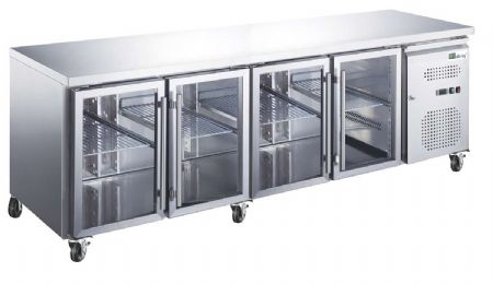 Table rfrigre professionnelle positive tropicalise inox 4 portes vitre 553 L
