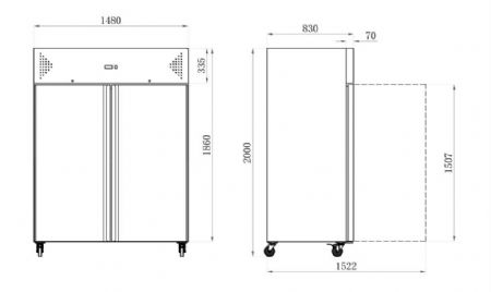 Armoire réfrigérateur positive professionnelle 2 portes pleines 1400 L tropicalisée - Afi-Collin-Lucy - AAF14P