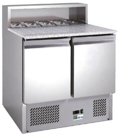 Table  pizza rfrigr positive +2 / +8C - 2 portes avec saladette au dessus 5xGN1/6 - 240L