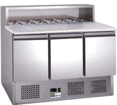 Meuble à Pizzas réfrigéré 3 portes positif plan de travail granit - Afi-Collin-Lucy - AAPS903
