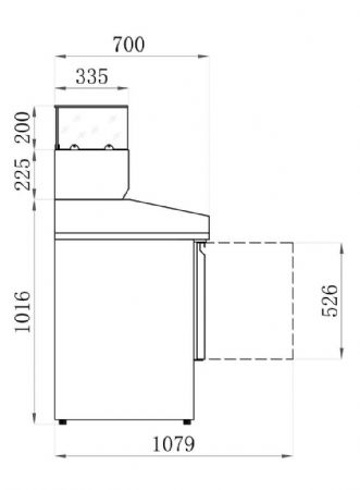 Meuble à Pizzas 3 portes positif plan de travail granit - Afi-Collin-Lucy - AAPS903PZ