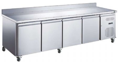 Table rfrigre professionnelle positive tropicalis inox avec dosseret 4 portes 449 L