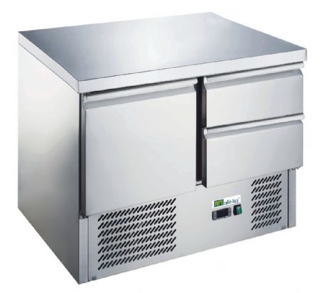 Table rfrigre positive inox 1 porte 2 tiroirs - 230L
