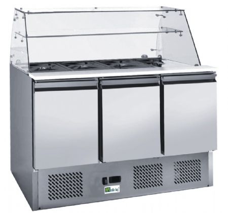 Saladette rfrigre positive avec vitre bombe 3 portes 4xGN1/1 temp +2 / +8C - 360L
