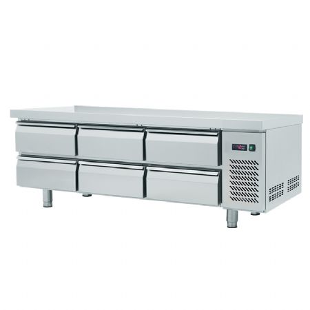 Soubassement rfrigr GN inox 6 tiroirs avec temp. positif