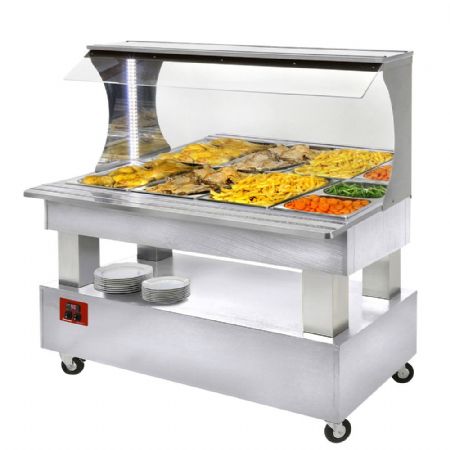 Buffet chauffant bain-marie 4 x GN 1/1 150 bois blanc 1495x690x1405 mm - Diamond - ABM/4N-A1